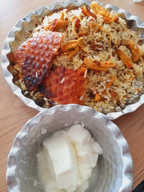 Traditional Iranian rice and lentil dish prepared in Kheyrabad