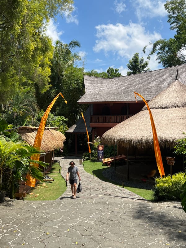 Garden maintenance activity observed in tropical Ubud setting