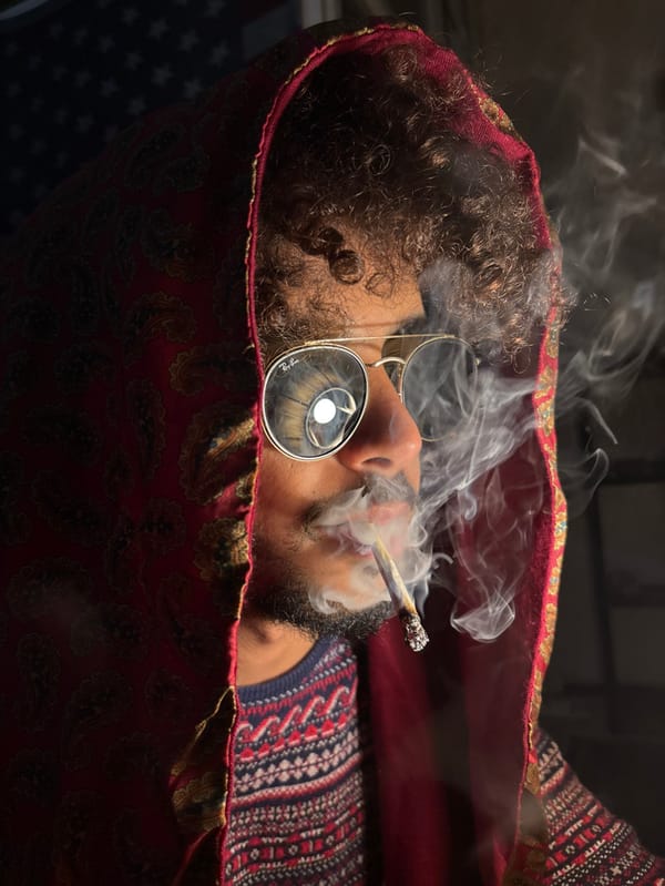 Person documented smoking across Tangier during evening hour