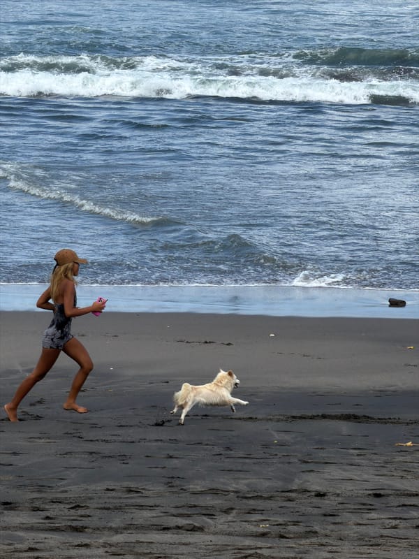 Beach, statues, and everyday life along Bali's Mengwi coast
