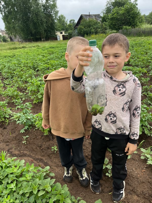 A quiet family day in rural Уральское, Russia