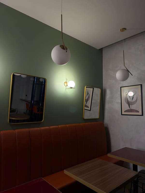 Modern cafe interior documented in Florești, Moldova evening hours