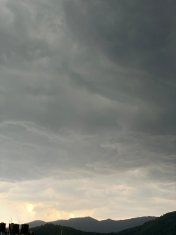 Overcast skies blanket Pokhara's urban landscape Monday morning