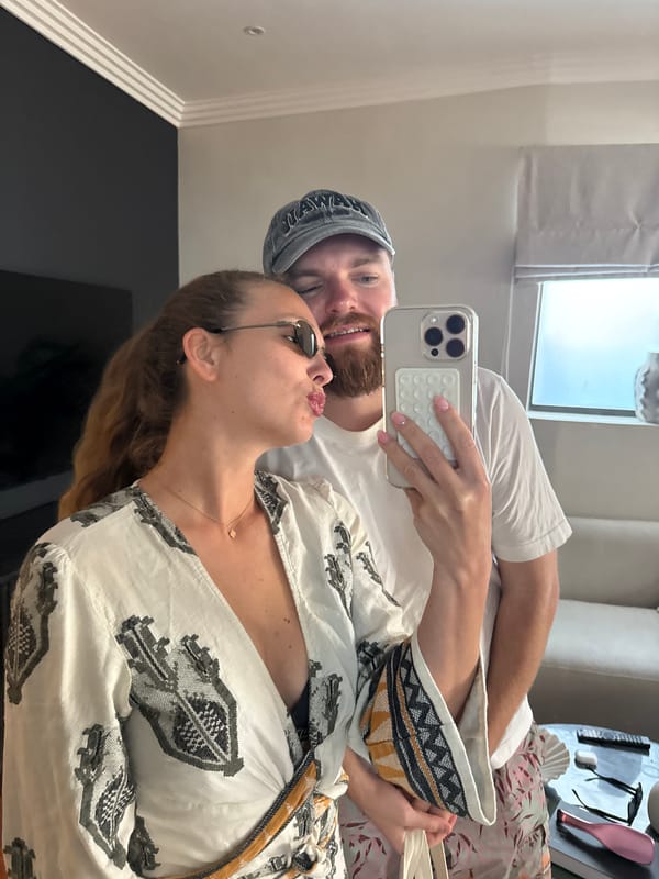 Couple takes selfies indoors in Cape Town