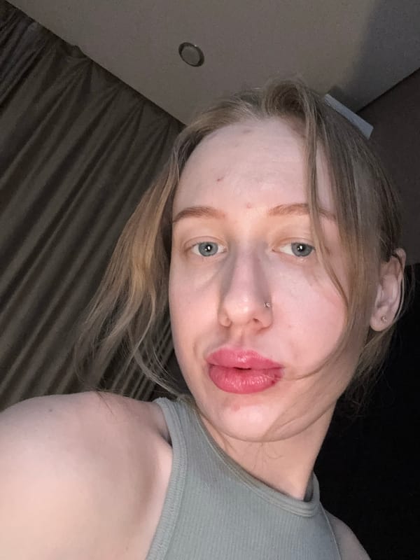 Woman takes selfies indoors in Rostov-on-Don