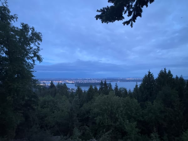 Twilight city view captured from West Vancouver vantage point