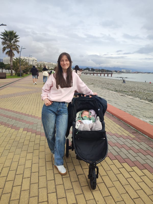 Family car journey documented through Sochi coastal area