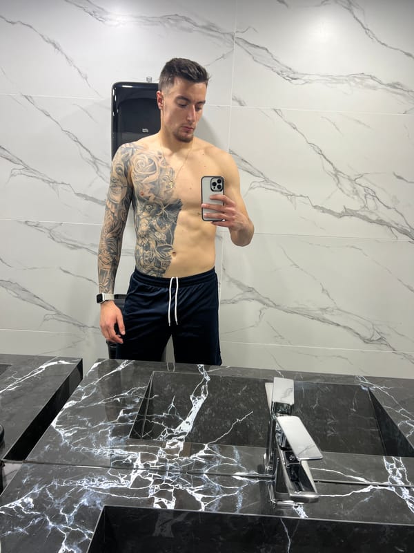 Man takes bathroom selfie in Petrich, Bulgaria
