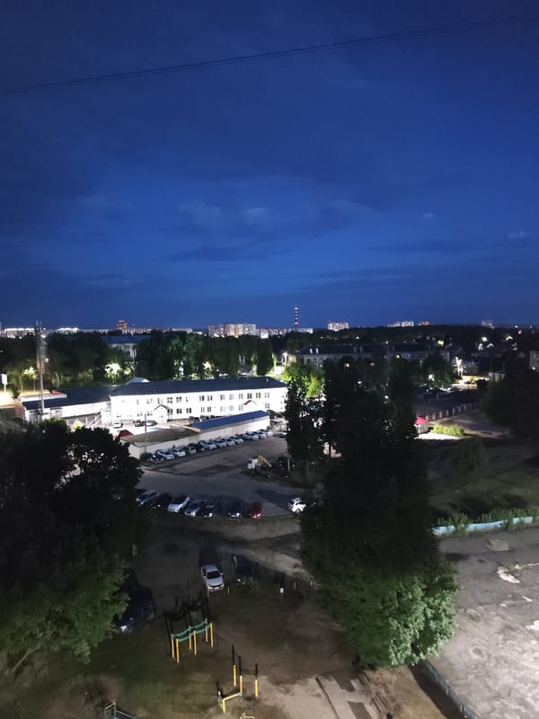 Twilight scenes from a residential corner of Kovrov, Russia