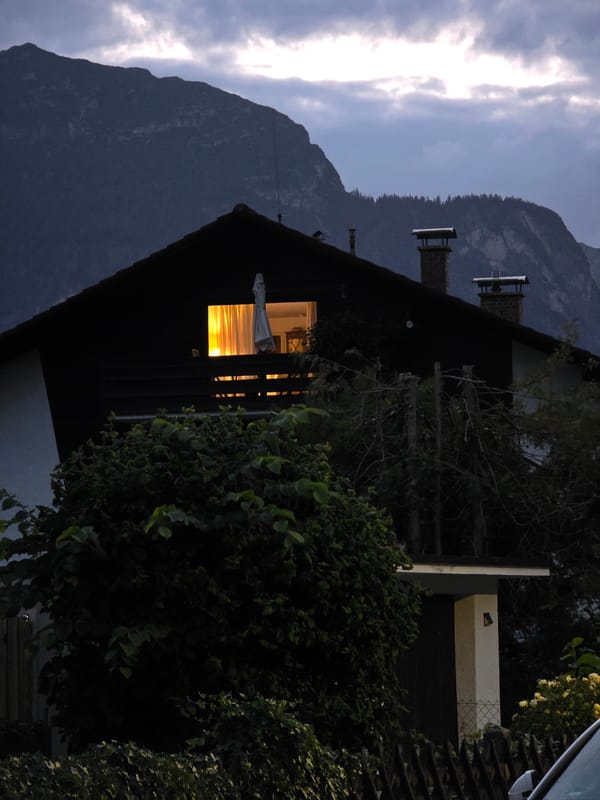 Garmisch-Partenkirchen streets and Alpine backdrop at dusk