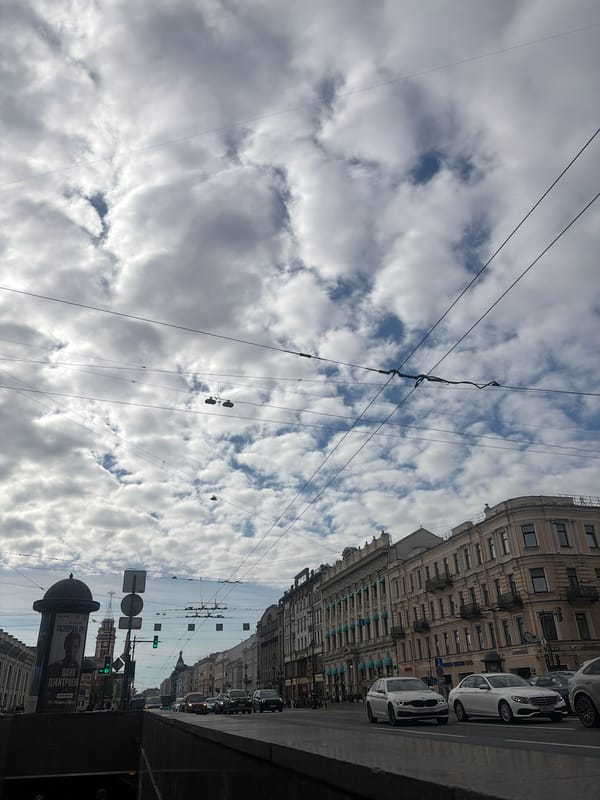 Tourist documents afternoon stroll through historic Saint Petersburg landmarks
