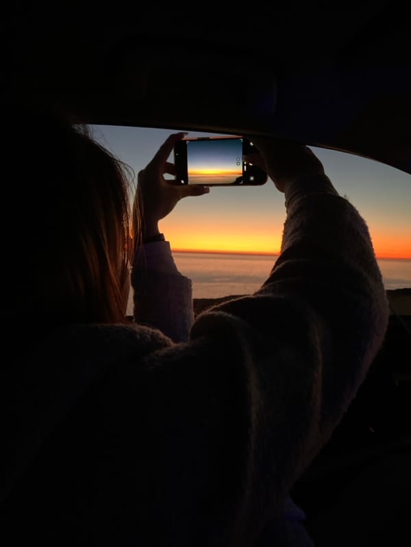 Sunset documented at abandoned coastal construction site