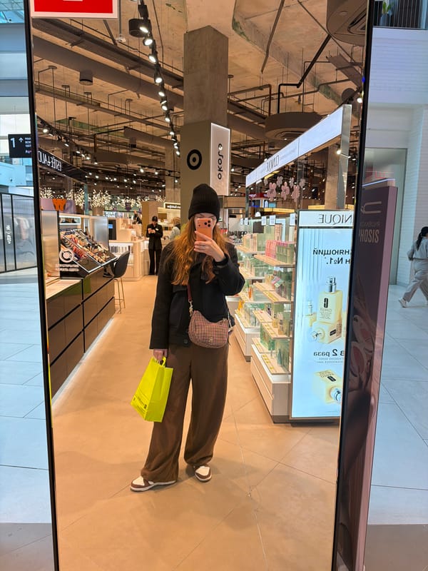 Woman films shopping selfies at Khimki mall Friday morning