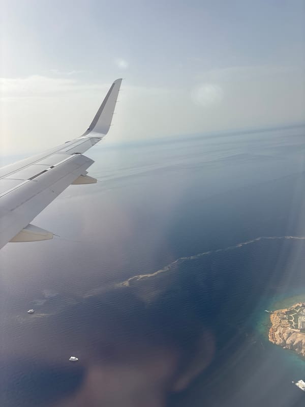 Passenger documents aerial view of Hurghada, Egypt from airplane