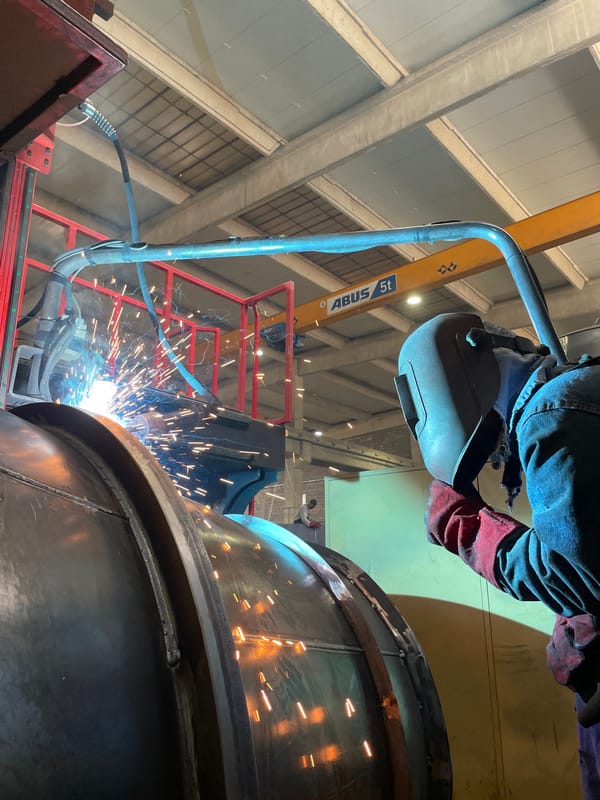 Industrial welding work underway at Montenegro facility