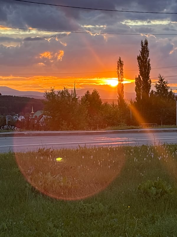 Dramatic sunset shot from multiple angles, suburban landscape