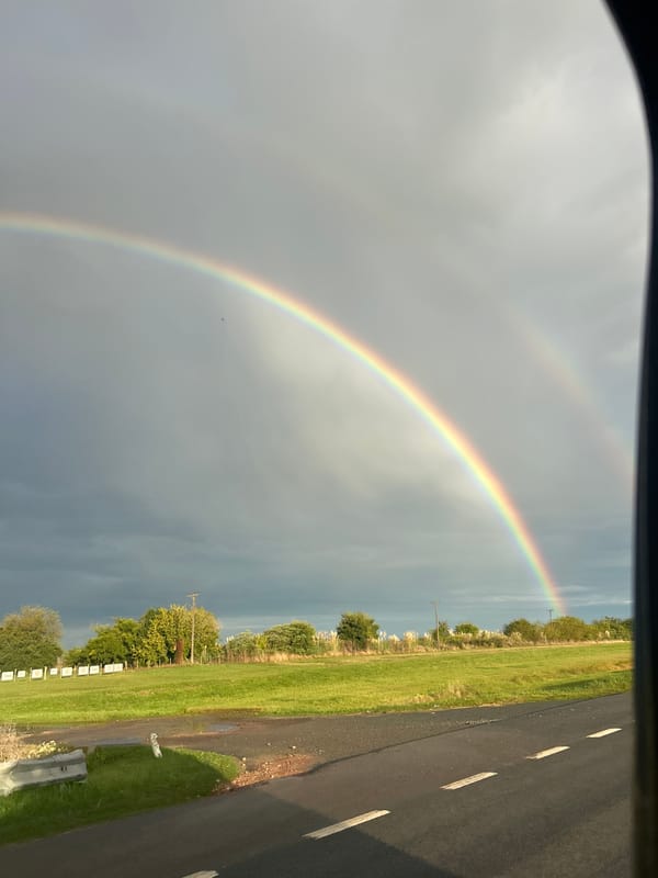 Double rainbow appears over Chascomús, Argentina countryside