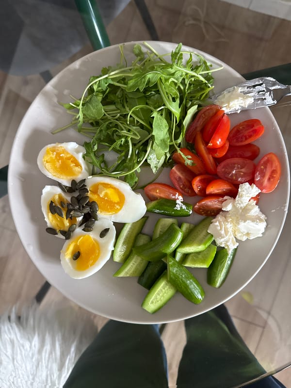 Breakfast salad photographed in Tel Aviv morning