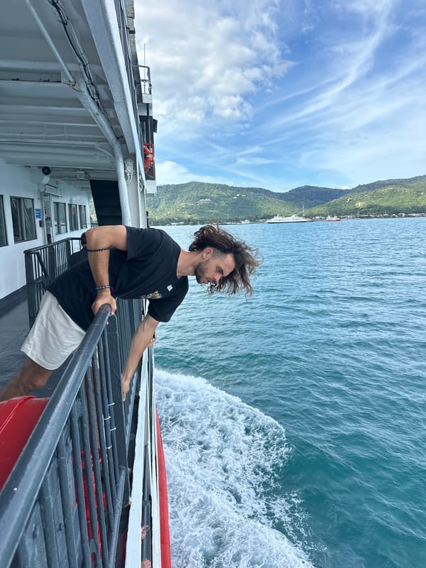 Ferry ride selfies off the Nathon pier, Koh Samui