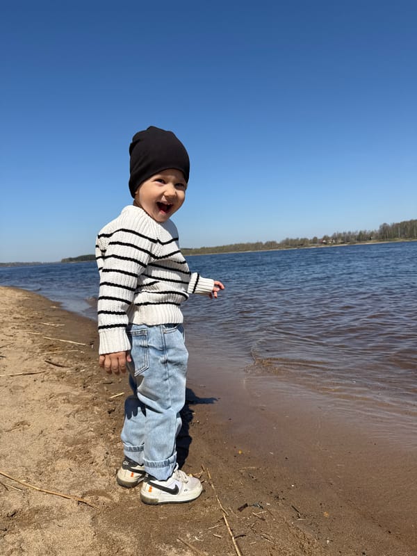 Mother and child enjoy Sunday morning outing in Rusanovo