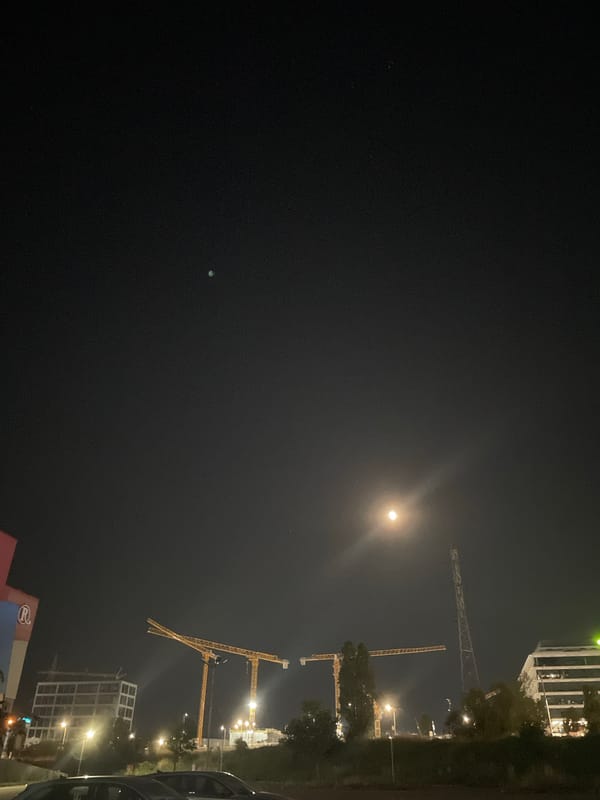Nighttime Sofia: construction, streets, and city details