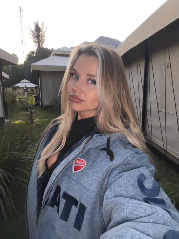 Selfie series at a Kintamani glamping site, Ducati jacket