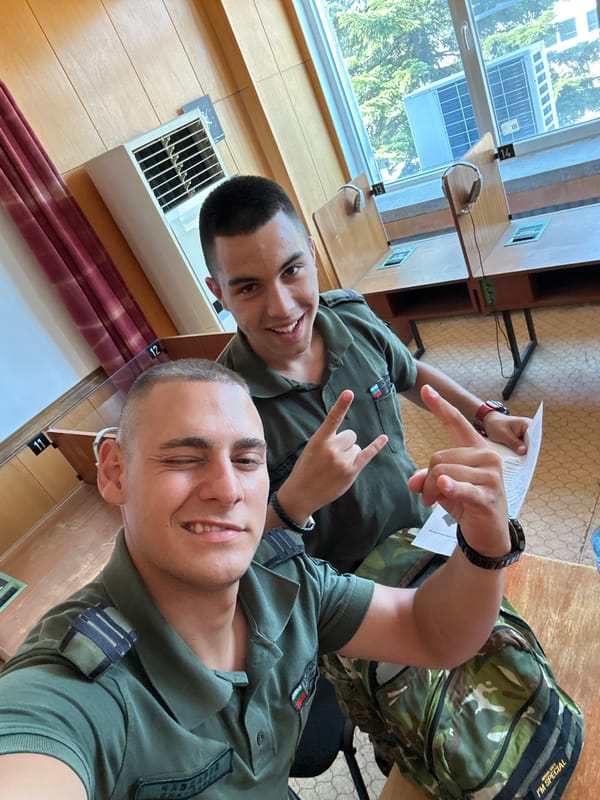 Selfie at a military training facility in Samovodene, Bulgaria
