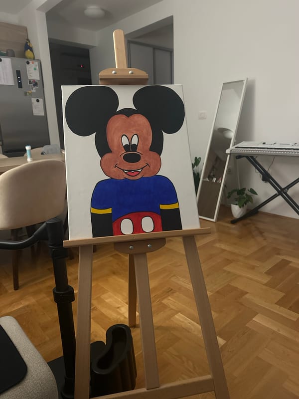Mickey Mouse painting spotted on easel in Budva