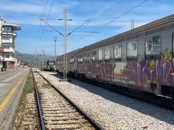 Graffiti-covered train spotted at Podgorica railway station