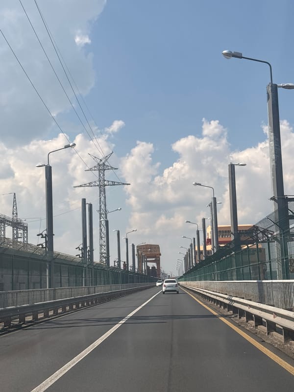 Point-of-view drive across a bridge in Chaikovsky, Russia