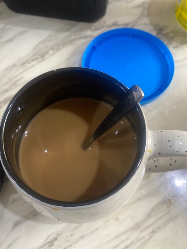 Morning kitchen scene captured in Lagos with coffee and food