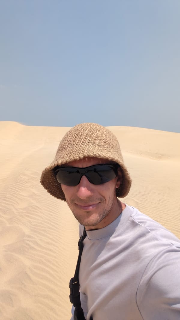 Tourist photographed at sandy location in Phuoc Dinh Vietnam