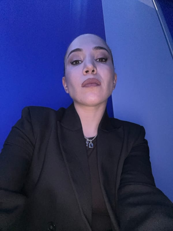Woman photographed at LED-lit event venue in Dolgoprudny