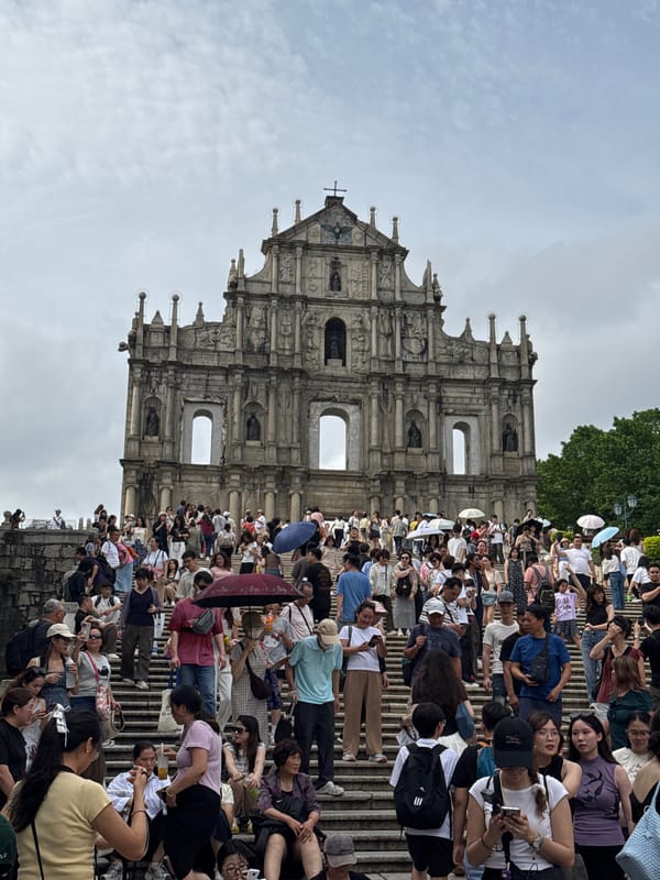 Crowds gather at Macau's historic Ruins of St. Paul's