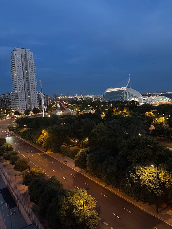 Evening at Valencia's City of Arts and Sciences, personal and aerial.