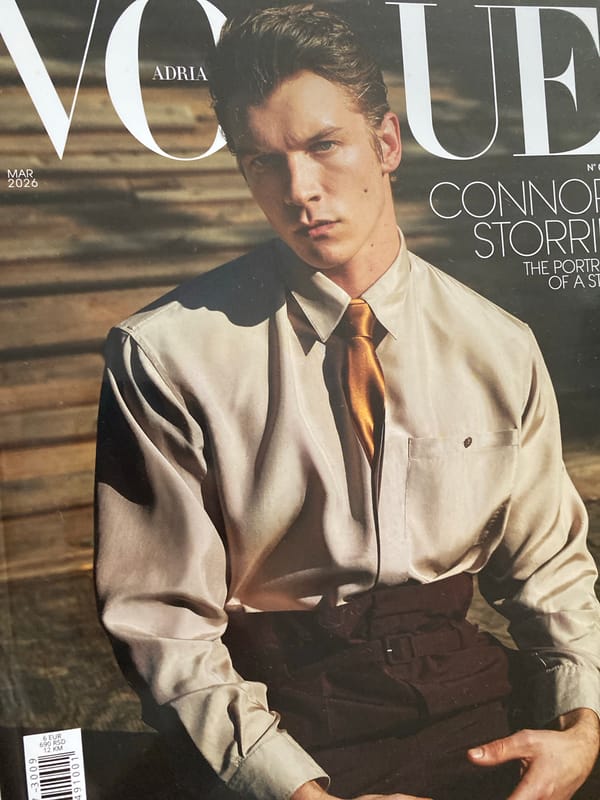 Vogue Adria March 2026 cover featuring Connor Storri photographed