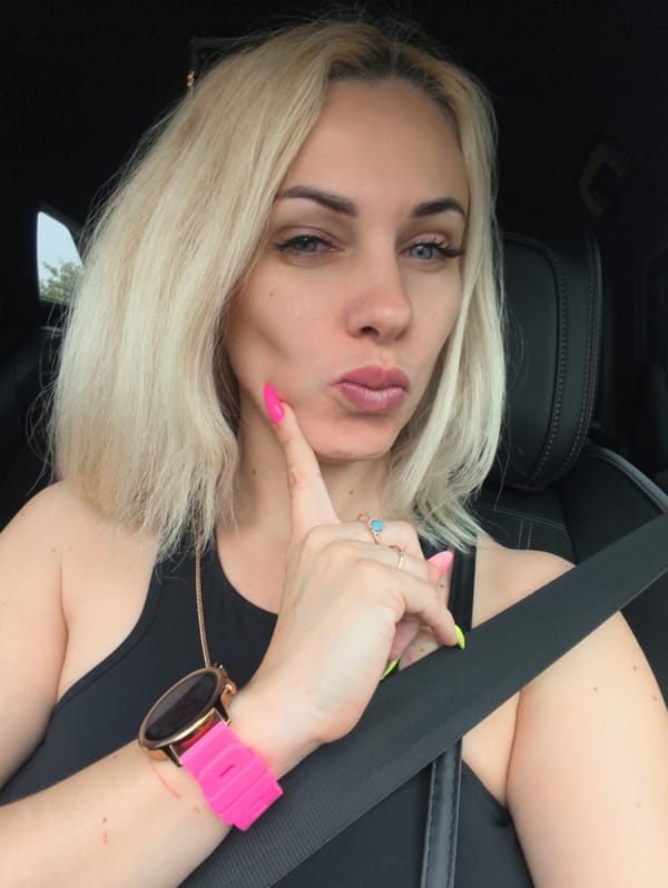 Blonde woman photographed in car in Novorossiysk, Russia
