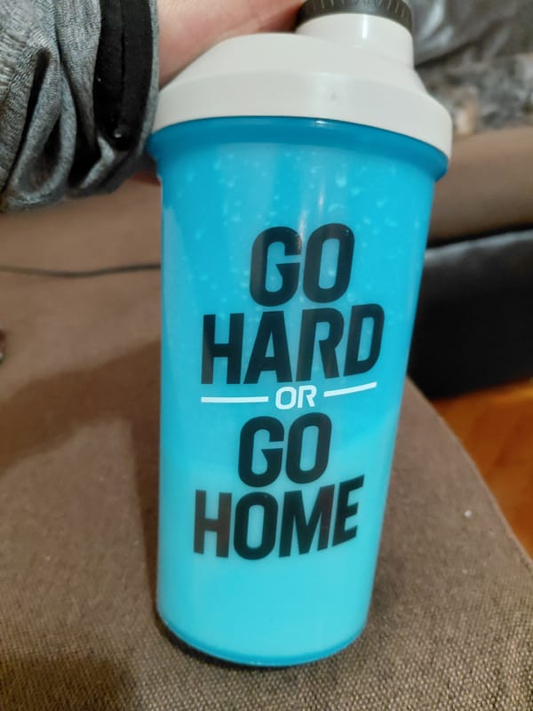 Motivational fitness bottle photographed in Sofia