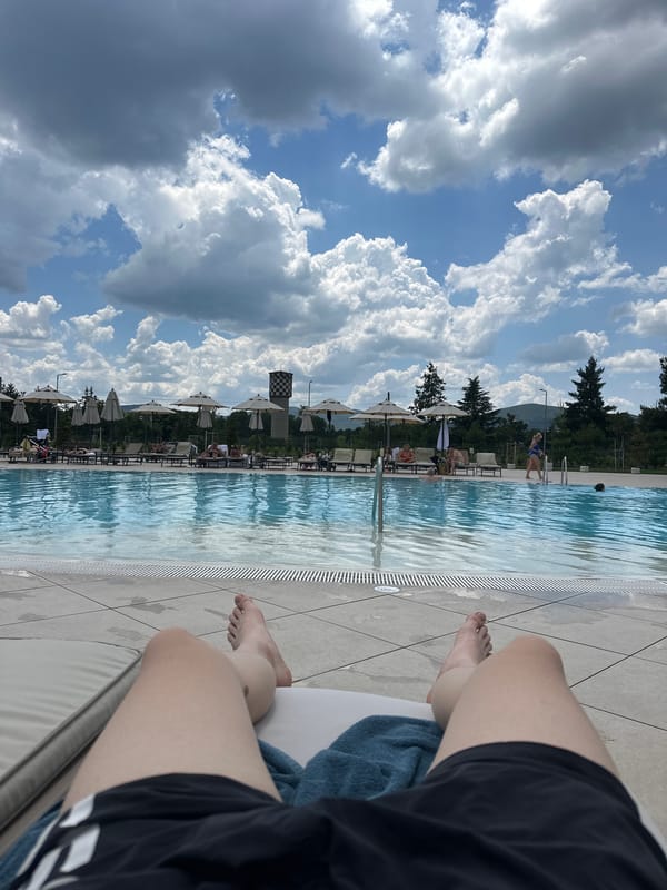 Poolside afternoon at a Kazanlak resort, Bulgaria