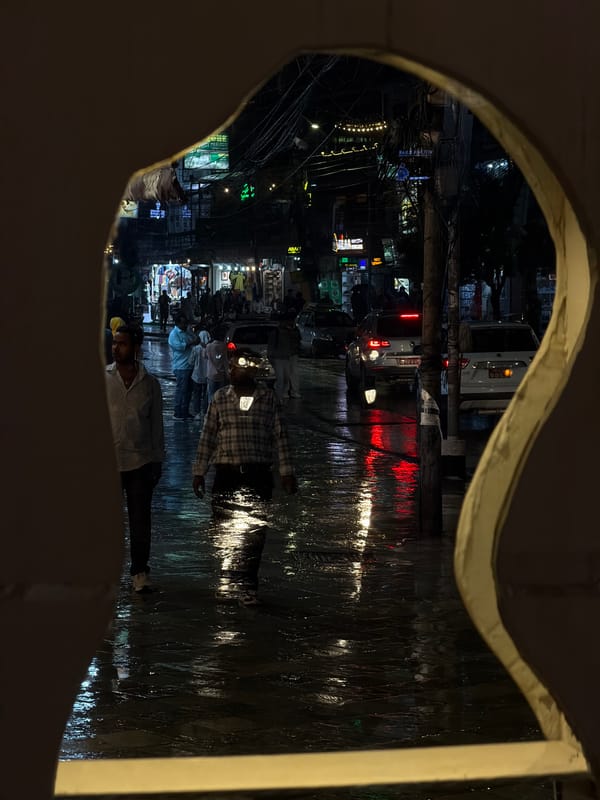 Rainy night street scenes captured in Pokhara, Nepal