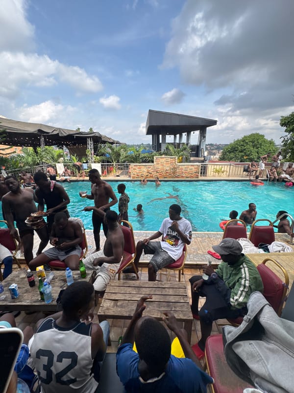 Young men enjoy afternoon pool party in Nkpor, Nigeria