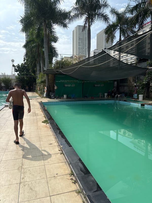 Late-night scenes documented around Nha Trang Ward swimming pools, cafes