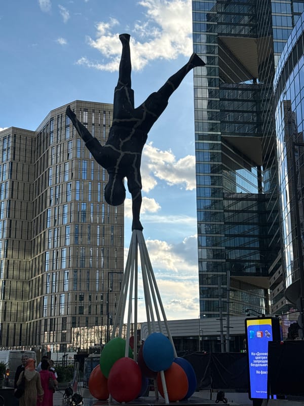 Balloon-lift sculpture floats a silhouette skyward in Khimki