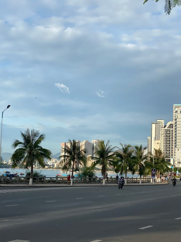 Nha Trang's Tran Phu beachfront boulevard on a sunny afternoon