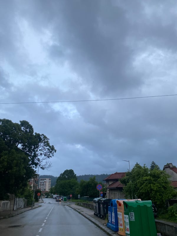 Wet streets observed in Troyan, Bulgaria after rainfall