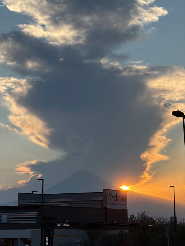 Sunset observed over mountain in San Andrés Cholula, Mexico
