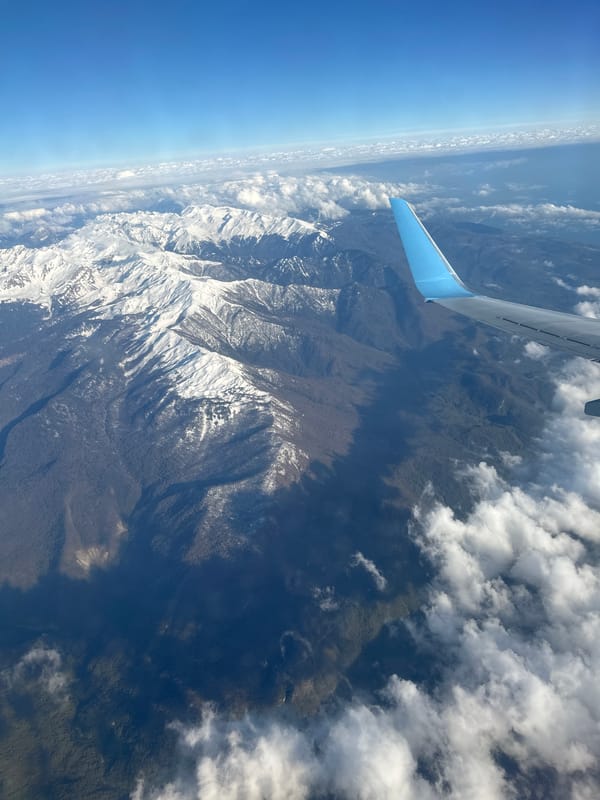Aerial view captured from aircraft over Gwandra, Abkhazia
