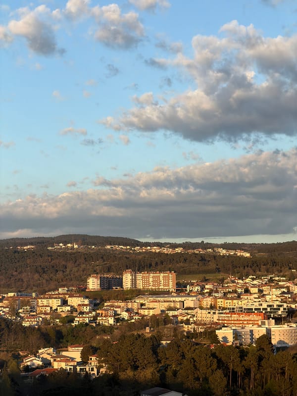 Elevated views of Vila Real cityscape and soccer field documented