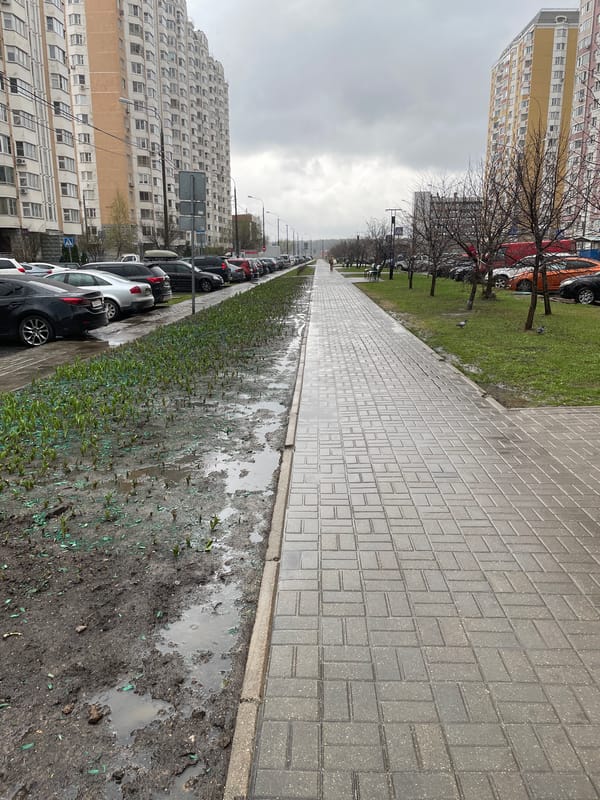 Residential street scene captured in Moskovskiy, Russia
