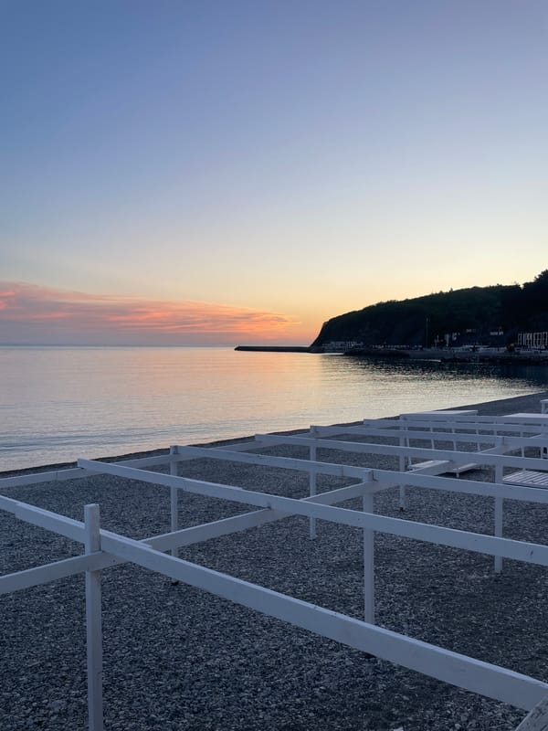 Coastal sunset scene documented in Olginka, Russia